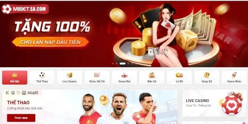 Giao diện đặt cược Mibet thân thiện, hiện đại và chuyên nghiệp